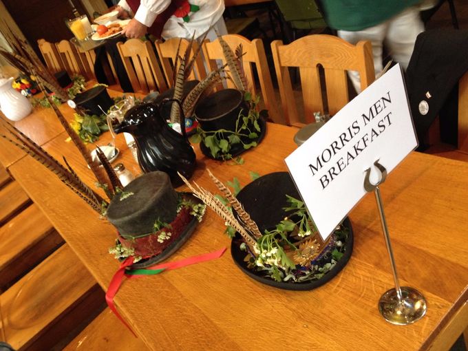 Toppers are placed on the tables to reserve seats (photo Susie Healey)