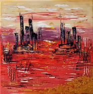 Skyline rouge-noir-or