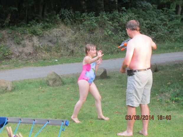 Vandkamp i haven i Hasle.