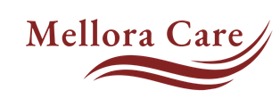 MelloraCare logotyp vit med våg