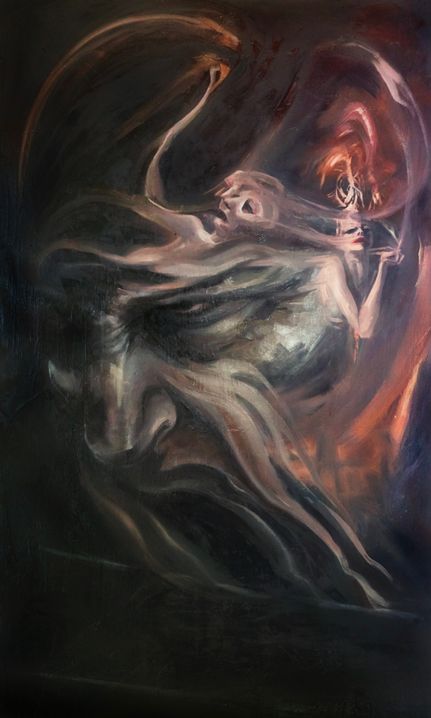 Influenza, oil on board 244x122cm 2019