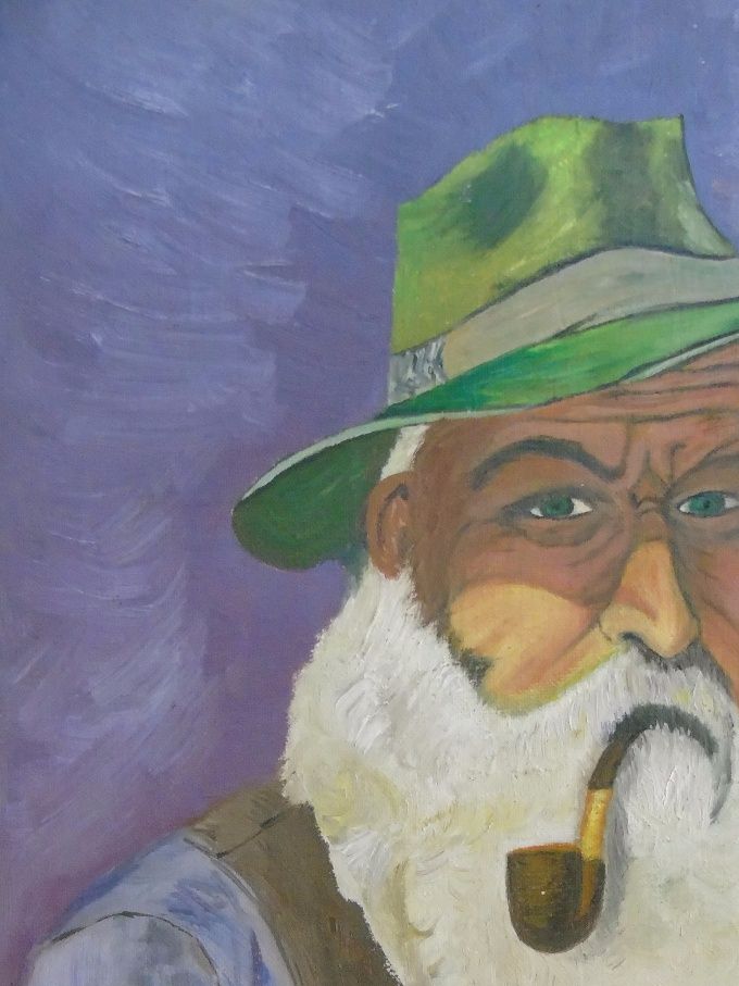 l'homme à la pipe - huile - 24 x 33 cm
