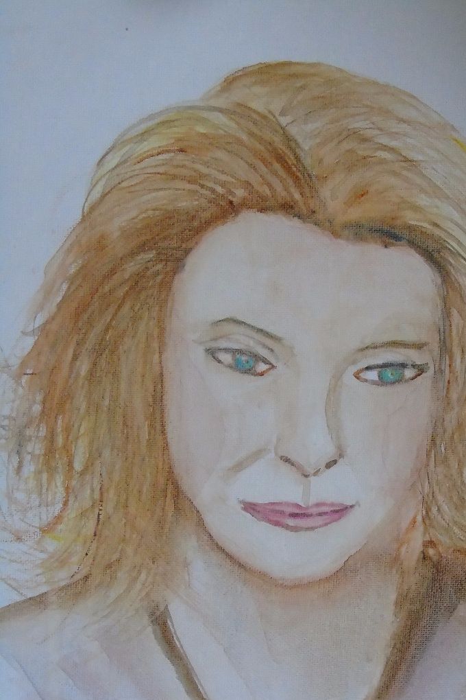 Catherine Deneuve - Aquarelle - 27 X 41 cm