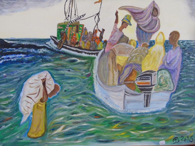 Les Migrants - Acrylique - 50 X 60 cm