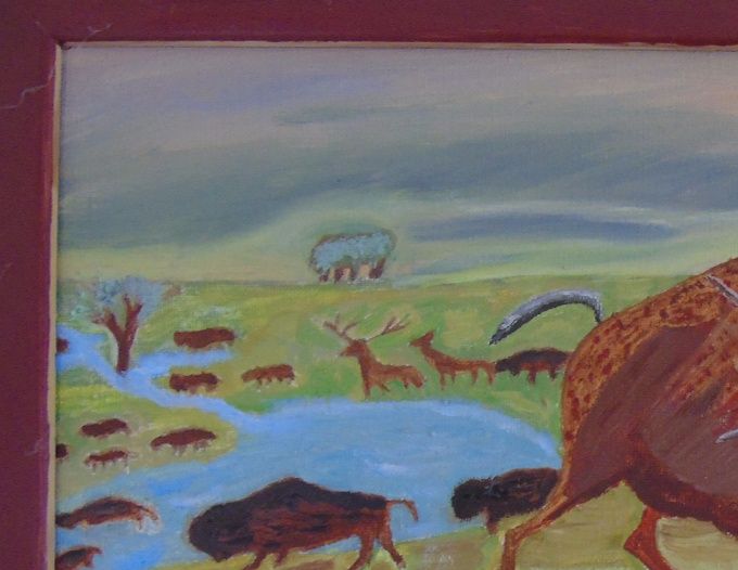 Le Bison - Huile - 34 X 42 cm 