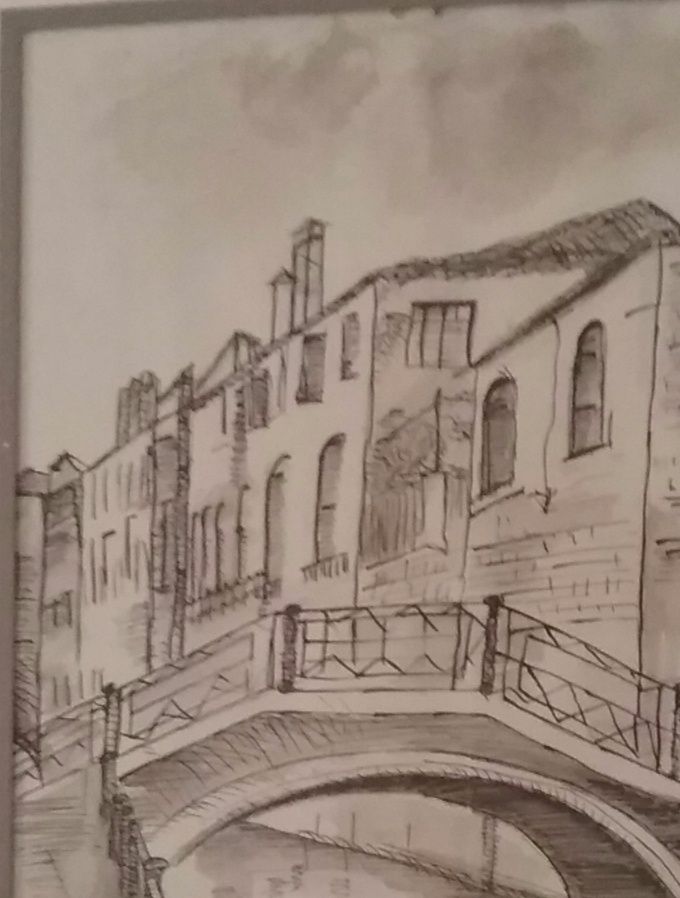 Venise à l'encre de chine - 40 X30 cm