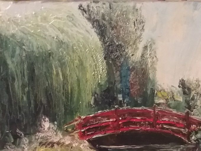 Jardin imaginaire pour Martine -huile aux couteaux 