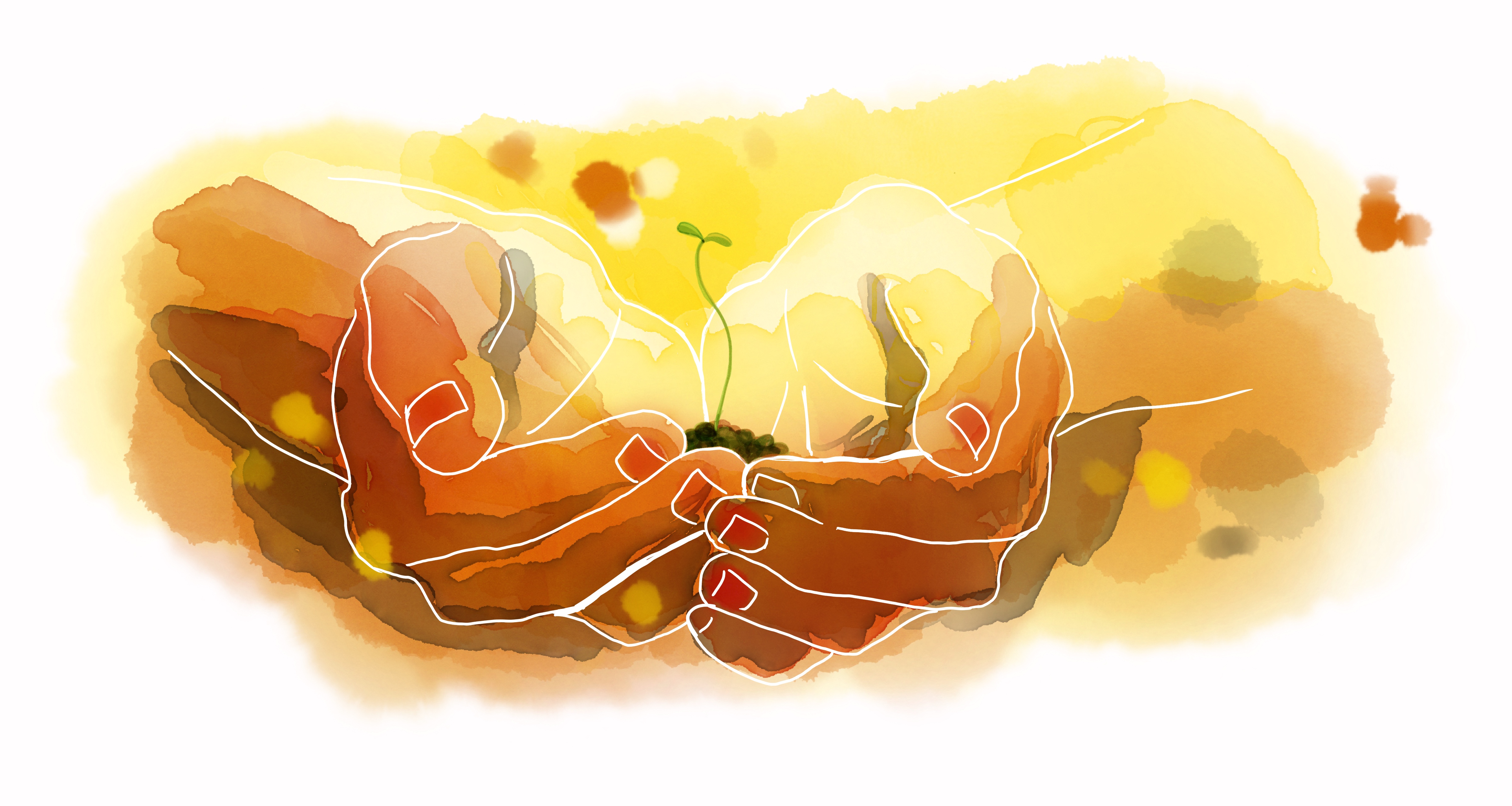 Illustration Vårdande händer. Bild för hemsida