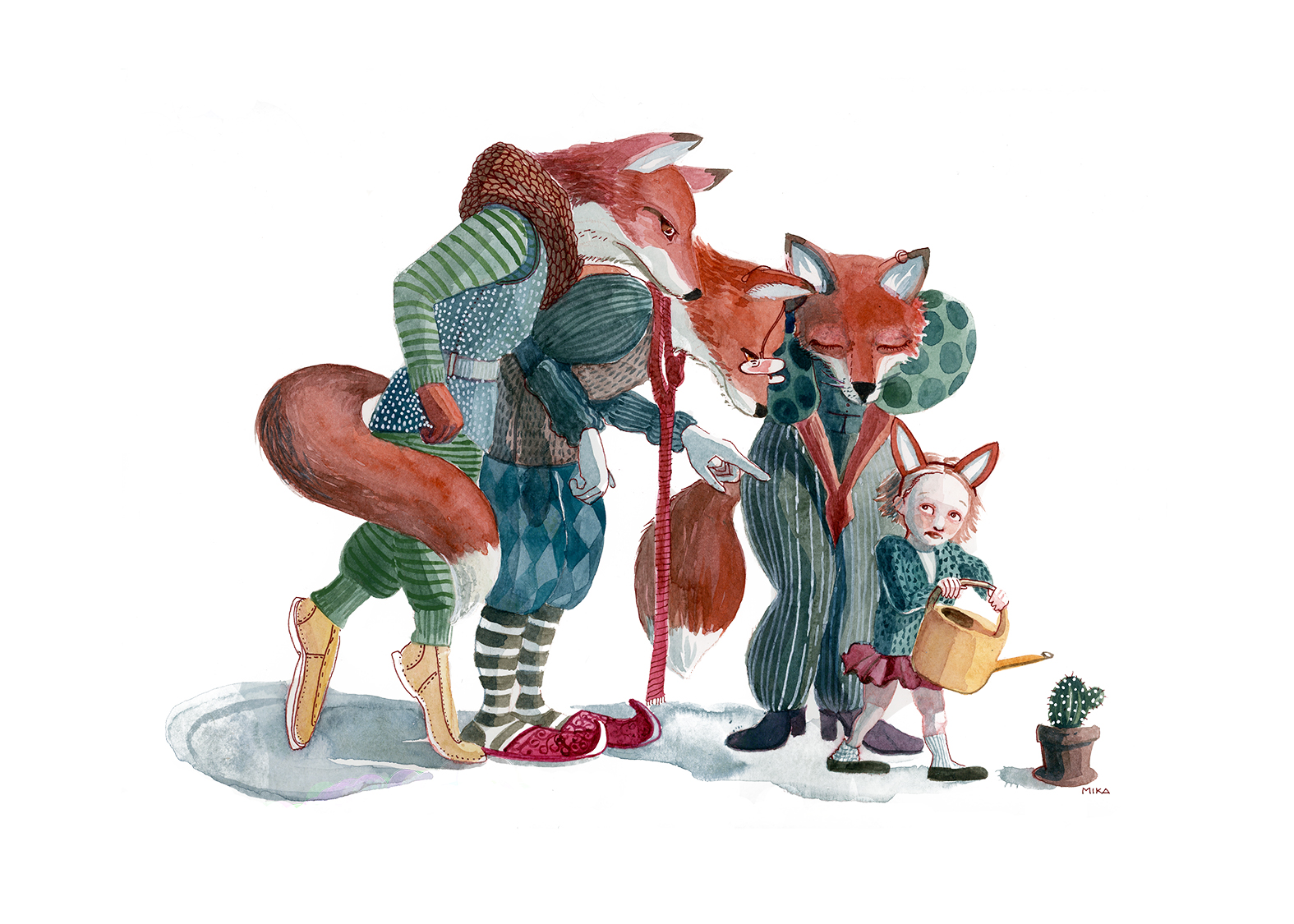 Barnboksillustration, Crazy old foxes, akvarell