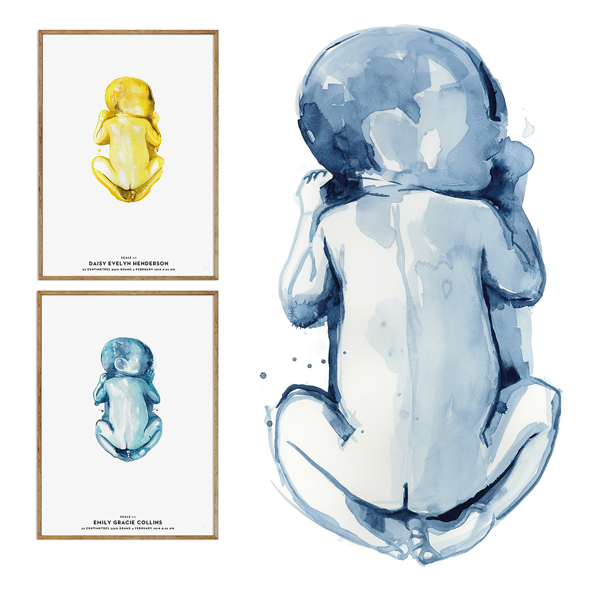 Illustration Nyfödd Bebis Akvarell 