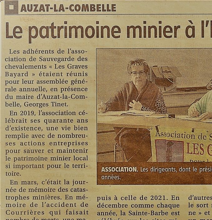 Article du journal La Montagne de notre assemblée générale du 20 novembre 2021.