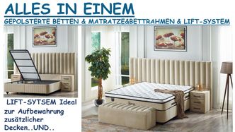 ALLES IM EINEM GEPOLSTERTE BETTEN &MATRATZE&BETTRAHMEN&LIFT-SYSTEM 2