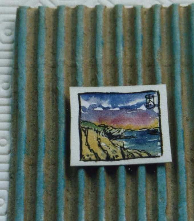 miniature rivage breton aquarelle & encre de Chine