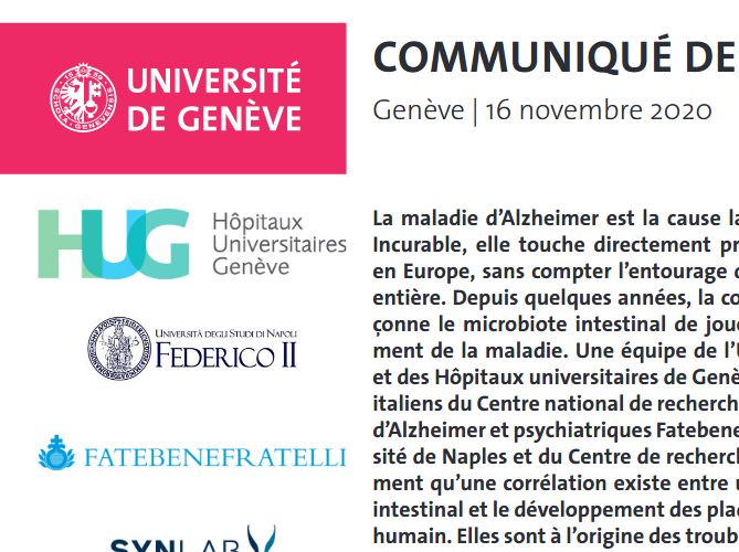 article complet : https://www.unige.ch/communication/communiques/2020/lien-confirme-entre-la-maladie-dalzheimer-et-le-microbiote-intestinal/