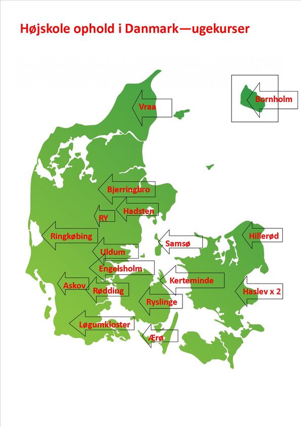 Kort over højskole ophold
