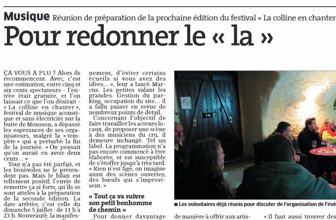 Article Est Républicain du 5/12/2014 sur la réunion de préparation de la 2ième édition de 