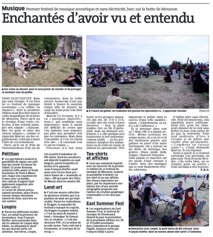Article Est Républicain du 7 juillet 2014 sur la 1ième édition de 