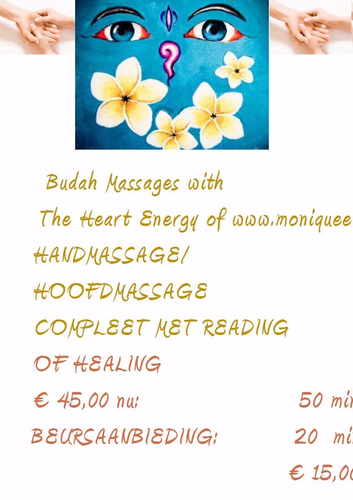 Ontspanningsmassage voor u met Monique Evers 
Healing ook mogelijk prijzen en afspraken 
via app 0640821057 vanaf 75 minuten voor 70 euro totaal relax body and mindfulness. Eigen werkplek in Arnhem
