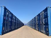 Blue container row