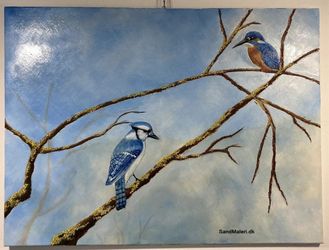 Nr. 182. Serien. Birds. Oliemaling. Mål 60 x 80 cm. Kr.1200