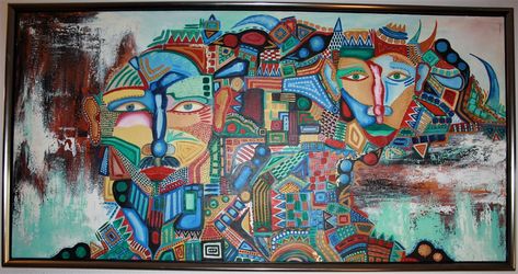 Nr.113 Oliemaling. 70 x 140 cm. Game of thought. Kr.4900