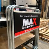 Byggepladsskilt til Max Byg Silkeborg