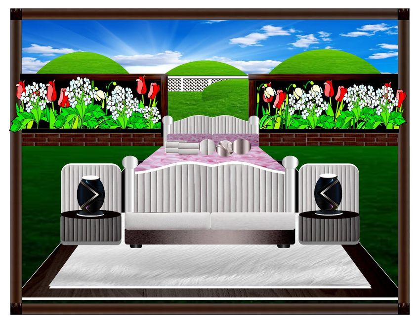  Bed on Grass Field
