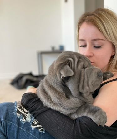 Ohana with her new pet parent Jenna.