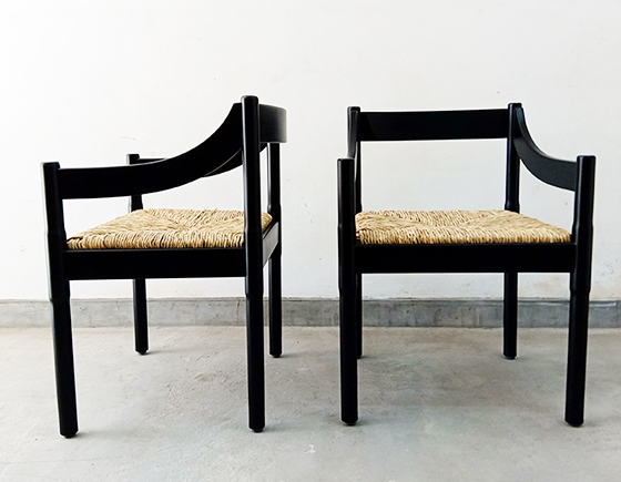 Carimate chair in black with rush seat