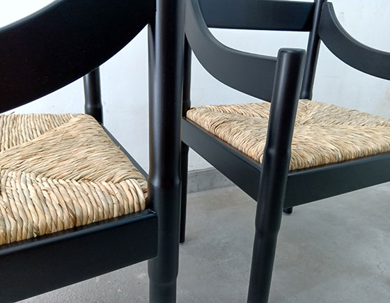 Carimate chair in black with rush seat