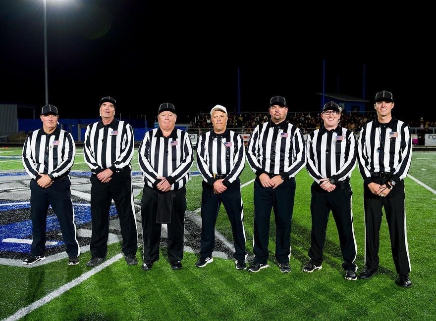 2021 NIAA 5A North Regional Championship crew L-R: Allen Brown FJ Steve Floam LJ Shane Moore U Lyndon Jacobsen R Pat White HL Geoff Dierenger SJ Kevin Owens BJ