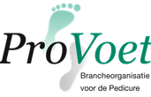 Het logo van ProVoet, de branchevereniging voor pedicures.,