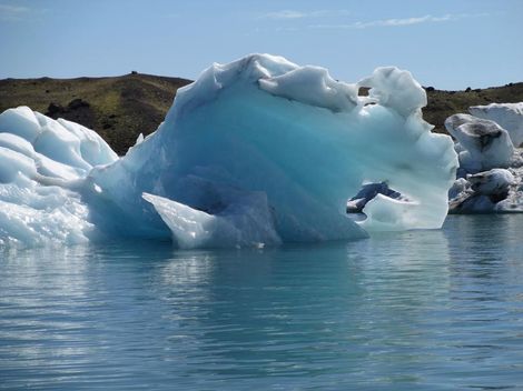 från isbergen på Jökulsarlon