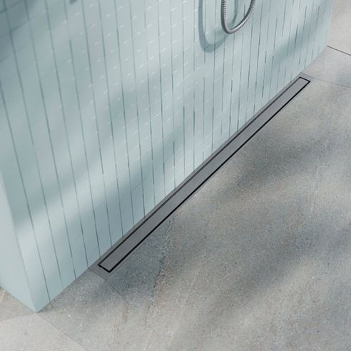 unidrain golvbrunn Line_HighLine_panel-steel_blue-orange-bath_closeup-