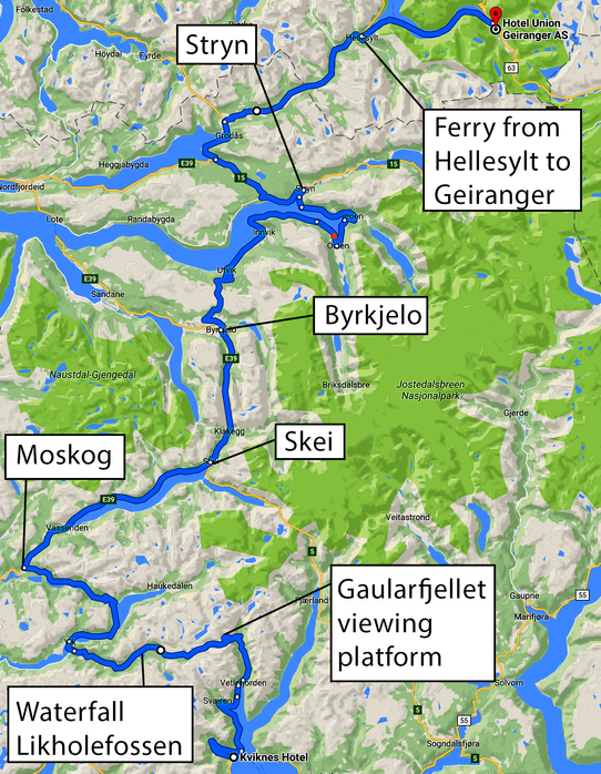 Kjørerute dag 4