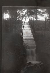 M6 The Waterfall, Graves Park; cascade of water flowing from bottom po