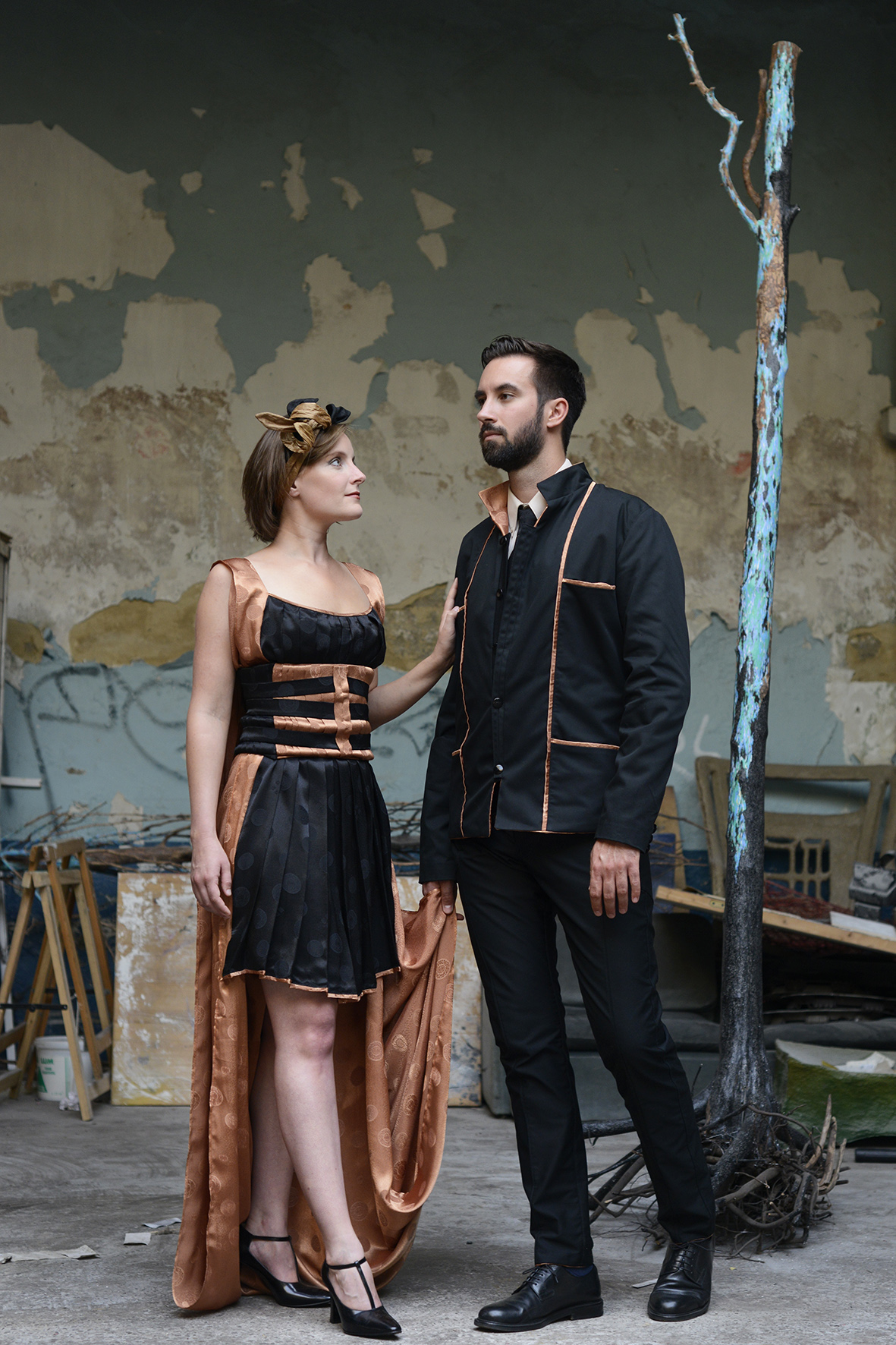 Robe soie Cuivre et Charbon