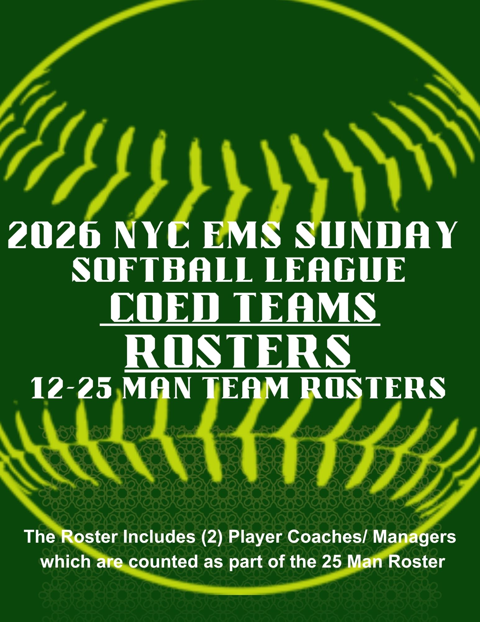 2026 COED TEAM ROSTERS | NYC EMS SOFTBALL LEAGUE