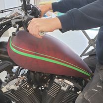 Yamaha Stryker 1300 gold stripes red marble candy 60