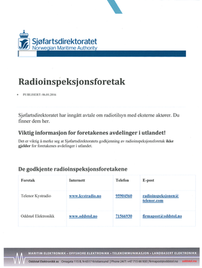 Norwegian Maritime Authority Radiosurvey authorization