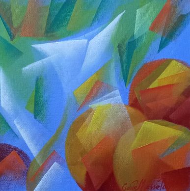 Les Agrumes sur carton toilé ; Format 20 x 20 ; 100 €