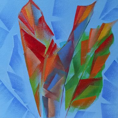 Trois Feuilles sur carton toilé ; Format 20 x 20 ; 100 €