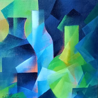 composition sur carton toilé ; format 20 x 20 ; 100€