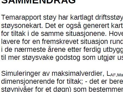 Sammendrag fra den opprinnelige støyrapporten fra Asplan Viak
