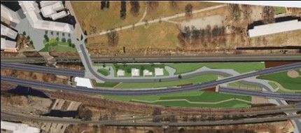 Skisse over området etter ombyggingen ifølge illustrasjon fra vedtaket i bystyret 24.03.2021