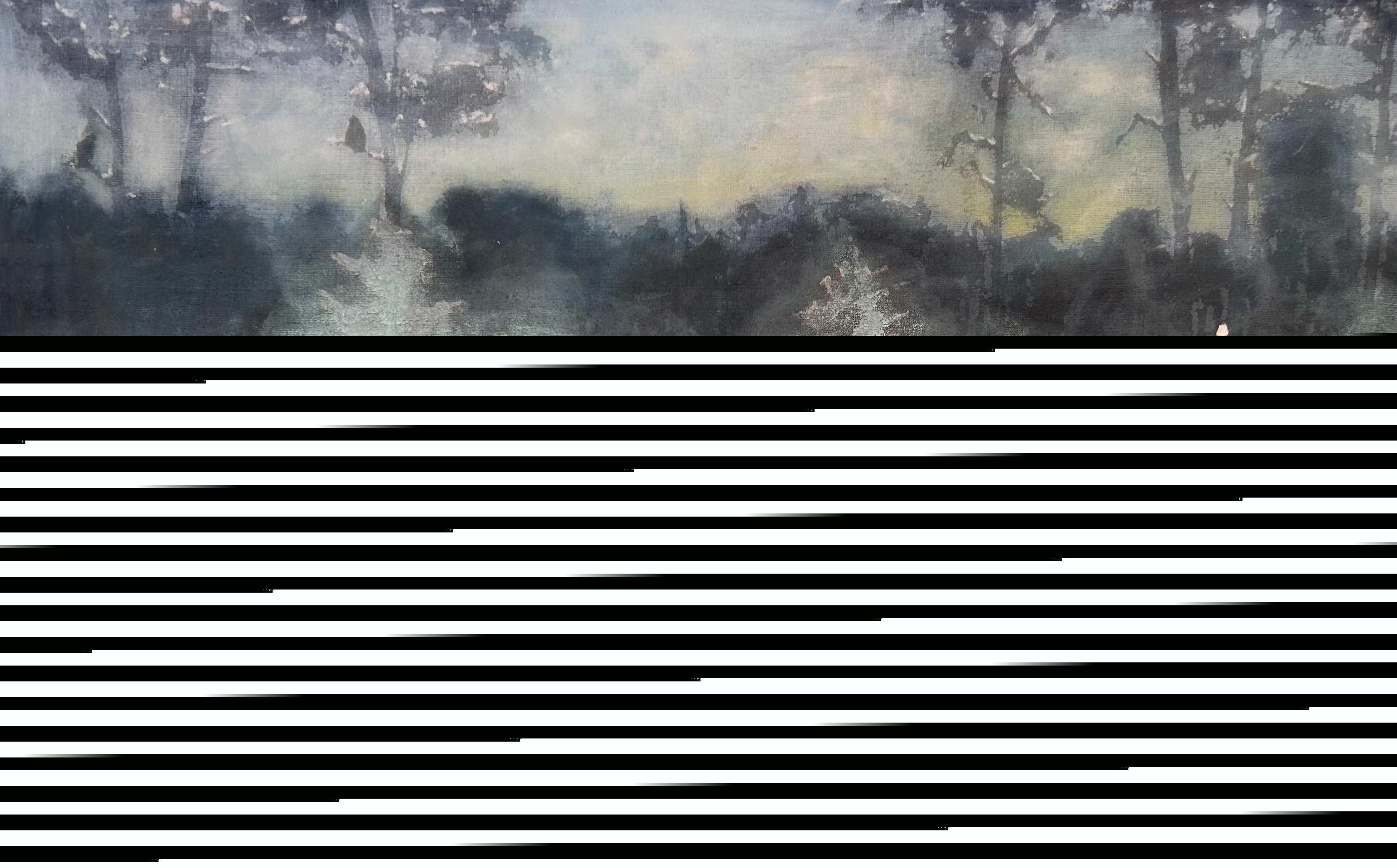 Jesper D. Lund, Two Birds And A Parasol, 2025, olie på lærred, 95 x 1