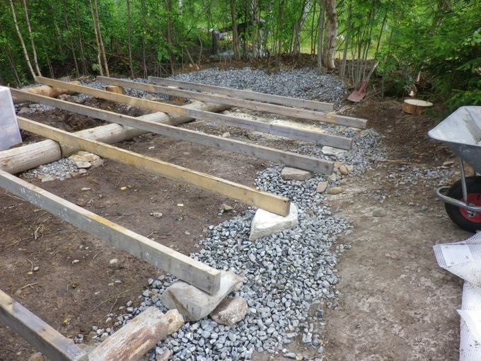 Building a foundation for a yurt.
