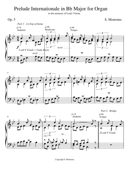 As organists we learn many things by example, both at the keys and away from the instrument.
This is especially true with writing for the organ, and with improvising.
The world renowned French organist, composer, and pedagogue Louis Vierne (1870-1937) had a method of teaching improvisation on a single free theme to his numerous pupils from around the world who came to Paris to study with him [See menu bar, Photos II].
Fortunately, even though he himself has left this world, the details of this method of his has survived through his numerous pupils, and their pupils, etc.
This approach of his was a 6-part form which could be used as is or modified (truncated) as needed to accommodate the nature of the theme at hand; this represented the formal basis for many of his written compositions as well, notably his famous collection of Twenty-Four Pieces in Free Style for organ, 2 staff, Op. 31.
It would be most instructive to take a single free theme, either by inventing one of our own or deriving it from some previous theme by rhythmic transformation (same pitches in succession, different note values) and try to build a composition in this same style.
Giving it this 6-part improvisational treatment 