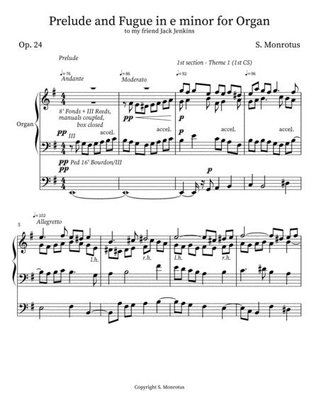 (con't from Part XXIX)
When we first contemplate composing a new prelude and fugue, it's usually easier and more productive of our time to create the fugue first, then go back and work a prelude to go with it.
A solid, well crafted fugue can be created in just a matter of days using the method described on this web site [See blog, Ten Steps].
One of the first decisions to be made is whether or not the prelude will be related to the fugue in terms of its thematic material.
If the prelude is to be related, and if the fugue has 2 countersubjects which are maintained throughout, then this could suggest a 3-part form for constructing the prelude using the fugue's 2 countersubjects to build it.
This procedure is illustrated in the score of the e minor Prelude & Fugue Op. 24 (photo); it will be instructive to download and print a hard copy of this score and suggestions for performance as this narrative proceeds.
If the Fugue is already finished we know that both countersubjects combine with each other, thus the Prelude can be constructed of 3 thirds, the first 2 thirds of which introduce each countersubject separately with the final section being combinatory.
The countersubjects may be extended to, shall we say, 7 bars in length each, and harmonized in 4 parts; these 7 bar sections are to follow each other and be separated by a short modulating interludes of 3 bars each; a short introduction of 2 bars and coda of 3 bars would be sufficient to round off the piece.
We would then have a very compact, useful prelude of 32 bars length that could take a relatively short time to compose and would give the illusion that it was created first when in the real world of composing it was just the other way around.
Here the finished Fugue donates material to the Prelude which, like a seed, contains an invisible instruction on what to become (photo); the illusion is that the Fugue seems to grow out of what's in the Prelude after the Prelude runs its course.
In this work the Fugue was written in 3 days and the Prelude took 2 days, thus all of 5 days were occupied in its creation.
The applications of the method used to construct fugues in 10 progressive steps [See blog, Ten Steps] have been discussed in previous blog postings and need not be repeated here except to give some general remarks:
By way of review, we have to start with a subject that lends itself to contrapuntal elaboration, and by that we mean 