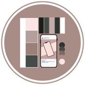 Illustratie van een smartphone en visuele elementen, verwijzend naar professionele social media visuals en branding.